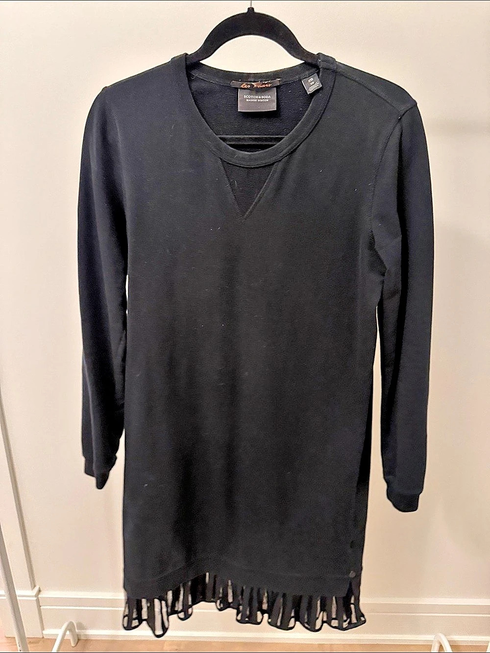 Scotch & Soda Long Sleeve Ruffle sweater dress